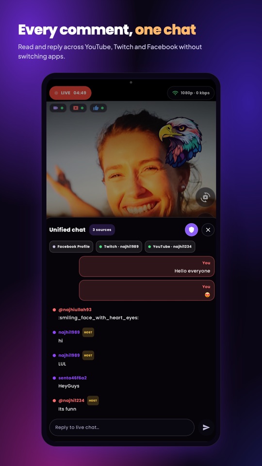 MiniStream unified live chat across platforms